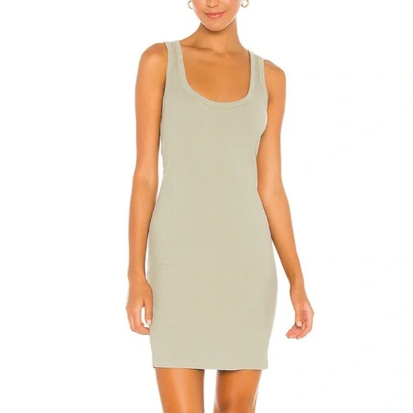 John Elliott Cotton Ribbed Tank Dress Chaparral Sage Green NWT L - Picture 2 of 9